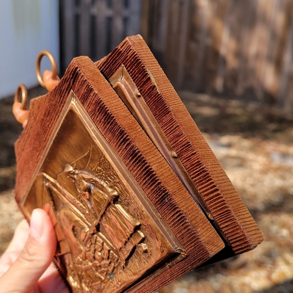 Vintage Fait au Quebec Hammered Copper Breadmaker & Fireplace Scene by A Nadeau - Picture 11 of 12